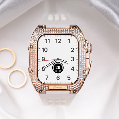 Luxurious Titanium Alloy Crystal Case Strap For Apple Watch 44/45 mm - Mycasety Mycasety