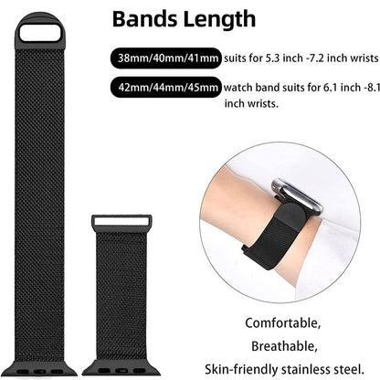 Magnetic Metal Milanese Loop Band Compatible With Apple Watch Band Adjustable Stainless Steel Mesh Strap For iWatch Series