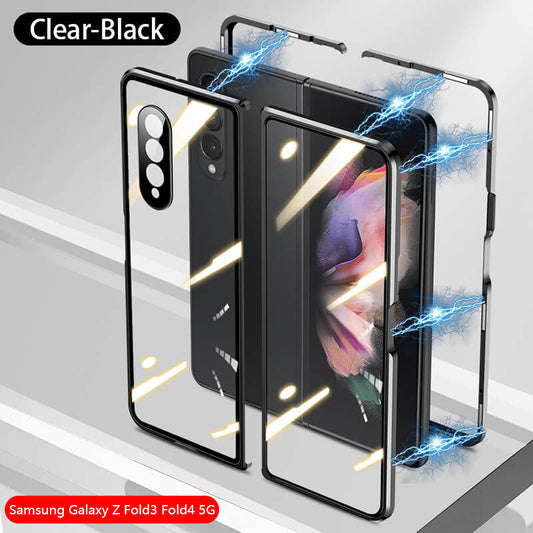 Samsung Galaxy Z Fold3 Fold4 Magnetic Double-Sided Protection Tempered Glass Aluminum Frame Phone Case