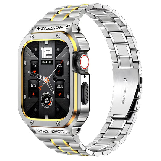 Luxury Metal Case Strap For Apple Watch Series 44/45/49 mm