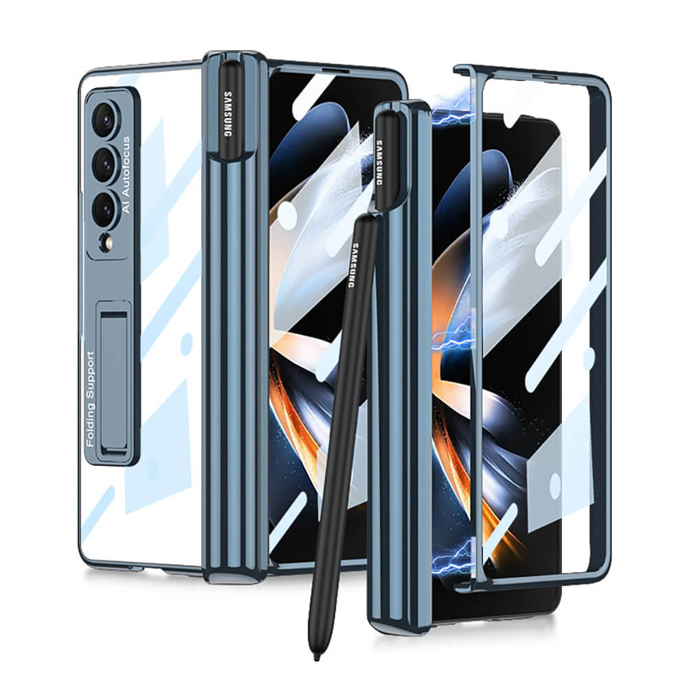 Galaxy Z Fold4 Fold3 | Magnetic Pen Holder Folding Bracket shell Privacy Film Integration Case - GiftJupiter