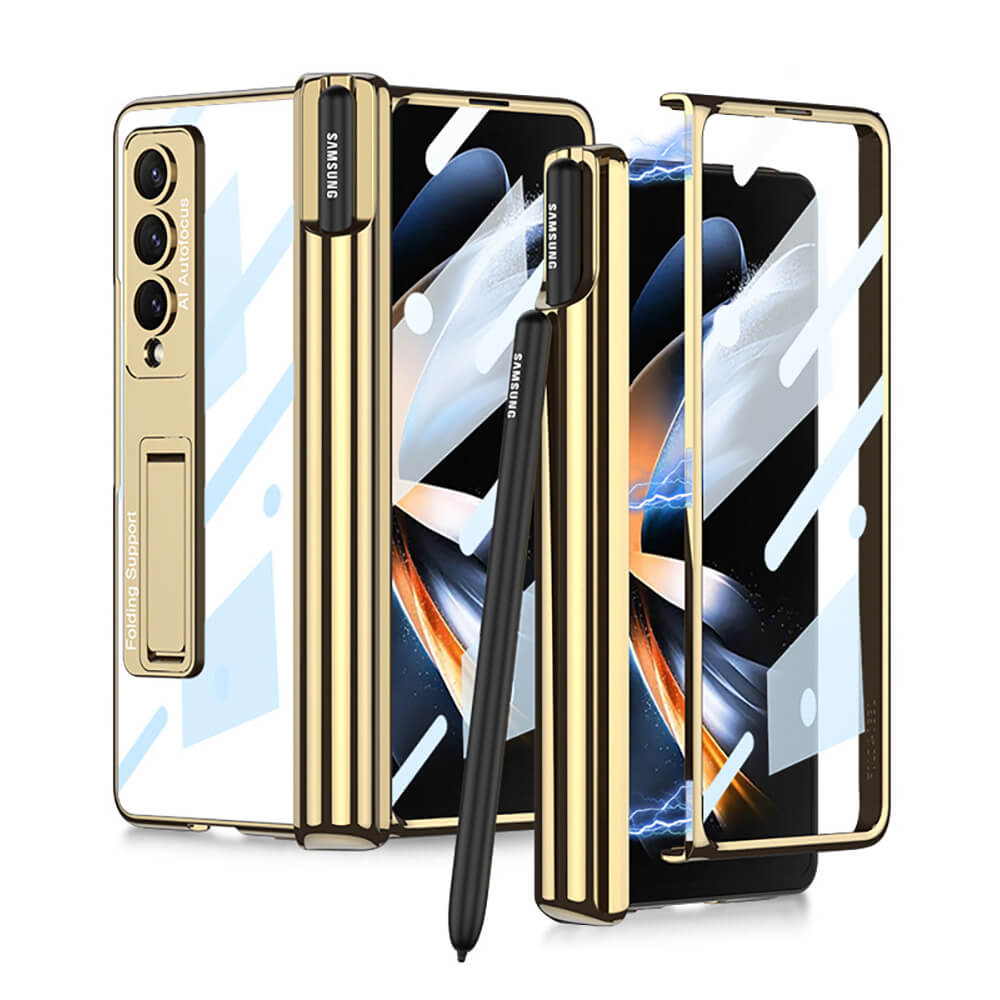 Galaxy Z Fold4 Fold3 | Magnetic Pen Holder Folding Bracket shell Privacy Film Integration Case - GiftJupiter