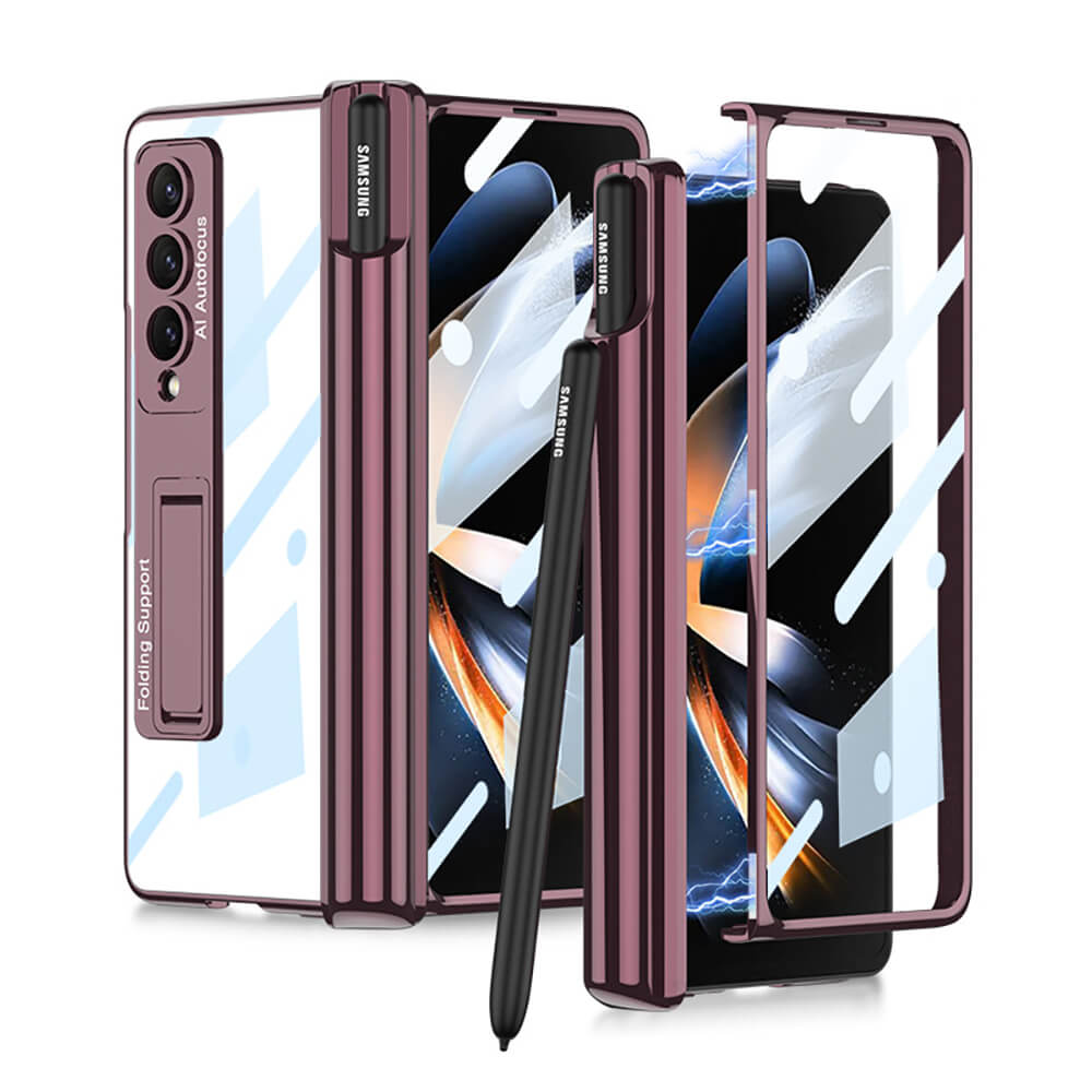 Galaxy Z Fold4 Fold3 | Magnetic Pen Holder Folding Bracket shell Privacy Film Integration Case - GiftJupiter