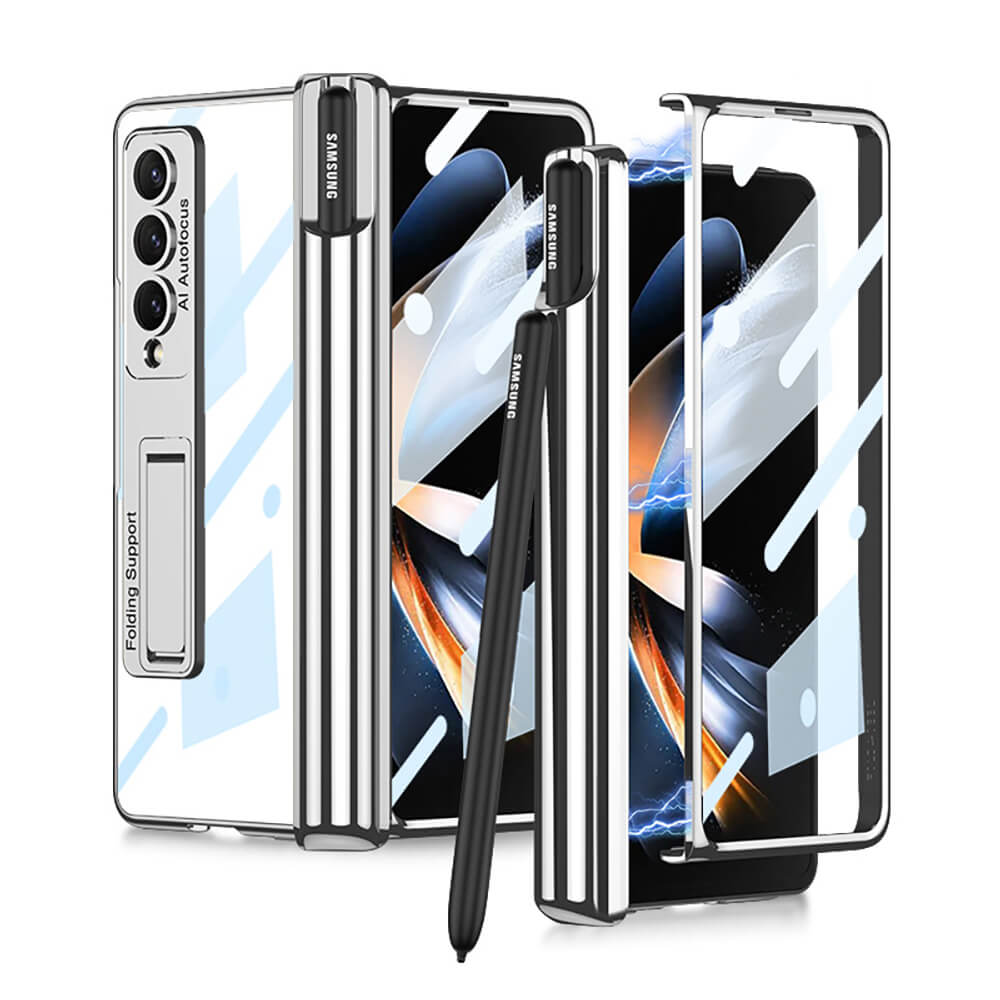 Galaxy Z Fold4 Fold3 | Magnetic Pen Holder Folding Bracket shell Privacy Film Integration Case - GiftJupiter