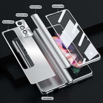 Aluminum Alloy Frame Magnetic Bracket All-Inclusive Electroplating Phone Case For Samsung Galaxy Z Fold3 Fold4 5G