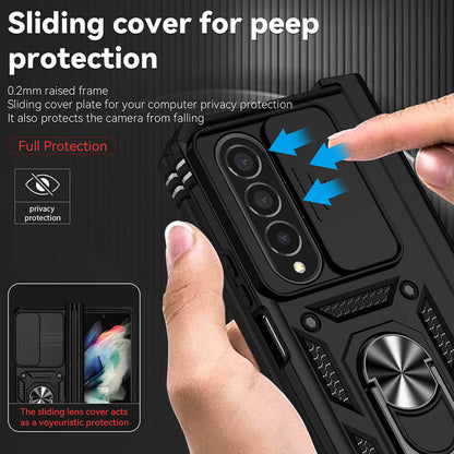 Hinge Protection Ring Kickstand Military Grade Rugged Cover for Galaxy Z Fold4 with S Pen Holder