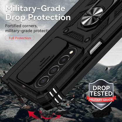 Hinge Protection Ring Kickstand Military Grade Rugged Cover for Galaxy Z Fold4 with S Pen Holder